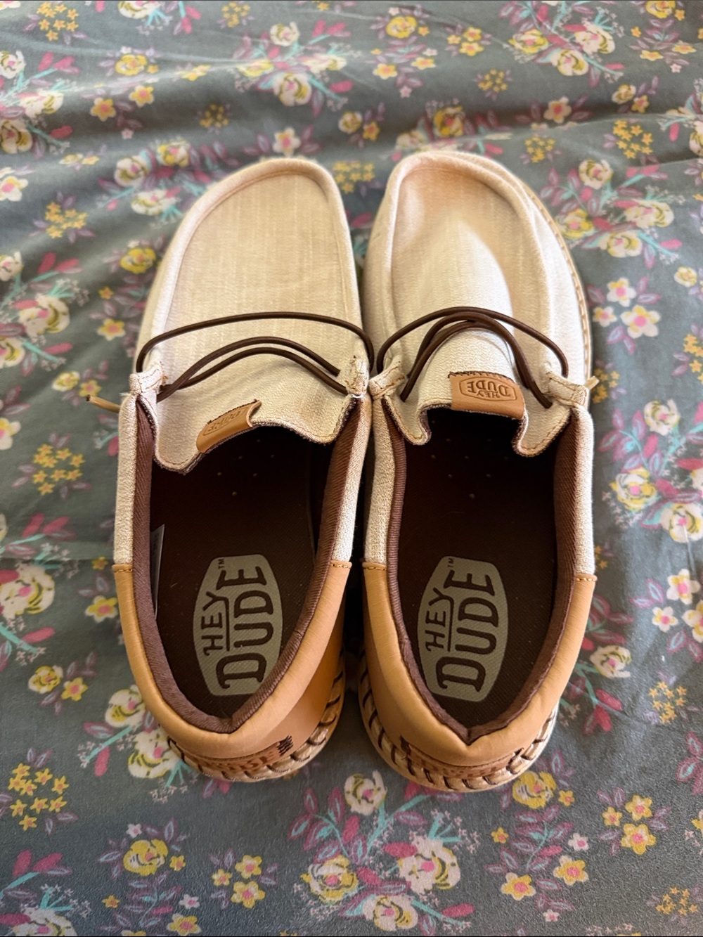 Hey Dude Men’s Slip-On Loafers in Beige and Tan